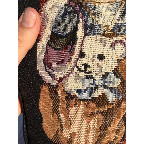 Vintage Santa pillow bear rectangle tapestry Christmas home decor accent sz 12” - Picture 3 of 8